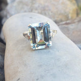 14k gold emerald cut Aquamarine c.1920's Belais estate Deco Ring