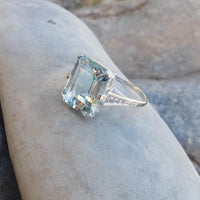 14k gold emerald cut Aquamarine c.1920's Belais estate Deco Ring