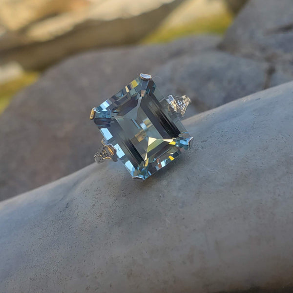 14k gold emerald cut Aquamarine c.1920's Belais estate Deco Ring