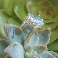 14k gold emerald cut Aquamarine c.1920's Belais estate Deco Ring