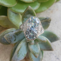 platinum c.1920s filigree Aquamarine & Diamond ring