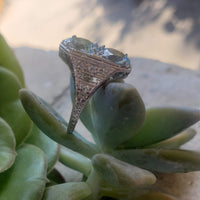 platinum c.1920s filigree Aquamarine & Diamond ring