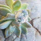 platinum c.1920s filigree Aquamarine & Diamond ring