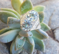 platinum c.1920s filigree Aquamarine & Diamond ring