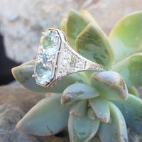 platinum c.1920s filigree Aquamarine & Diamond ring