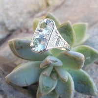platinum c.1920s filigree Aquamarine & Diamond ring