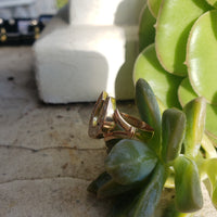 14k yellow gold horseshoe 6 diamond estate ring