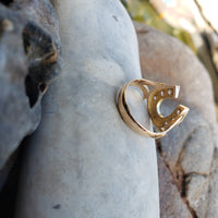 14k yellow gold horseshoe 6 diamond estate ring