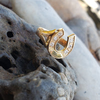 14k yellow gold horseshoe 6 diamond estate ring