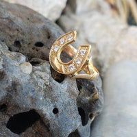 14k yellow gold horseshoe 6 diamond estate ring