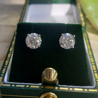 14k white gold diamond studs earrings - 1.42ct tw