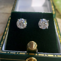 14k white gold diamond studs earrings - 1.42ct tw