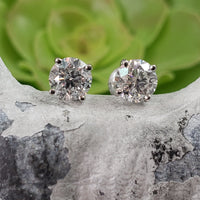 14k white gold diamond studs earrings - 1.42ct tw