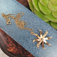 10k gold Victorian mine cut diamond & seed pearl starburst necklace pendant lavaliere pin