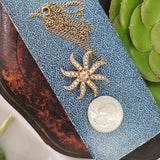 10k gold Victorian mine cut diamond & seed pearl starburst necklace pendant lavaliere pin