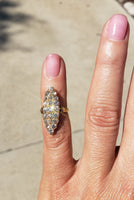 18k gold Victorian 21 old mine cut diamond navette glove shield ring