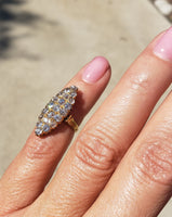 18k gold Victorian 21 old mine cut diamond navette glove shield ring