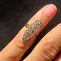 18k gold Victorian 21 old mine cut diamond navette glove shield ring