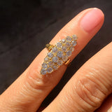 18k gold Victorian 21 old mine cut diamond navette glove shield ring