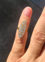 18k gold Victorian 21 old mine cut diamond navette glove shield ring