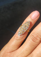 18k gold Victorian 21 old mine cut diamond navette glove shield ring