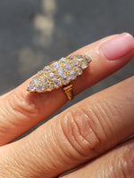 18k gold Victorian 21 old mine cut diamond navette glove shield ring