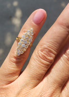 18k gold Victorian 21 old mine cut diamond navette glove shield ring