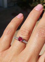 14k white gold Burma Ruby & Diamond estate ring