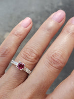 14k white gold Burma Ruby & Diamond estate ring