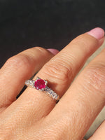 14k white gold Burma Ruby & Diamond estate ring