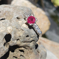 14k white gold Burma Ruby & Diamond estate ring