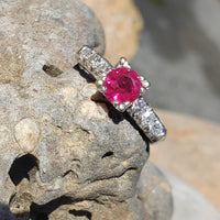 14k white gold Burma Ruby & Diamond estate ring
