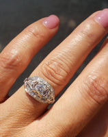 18k white gold Art Deco Diamond vintage estate Ring
