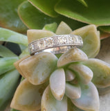 Platinum Deco engraved 12 European cut diamond estate band -apx 1.56ct tw