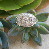 18k white gold Art Deco Diamond vintage estate Ring