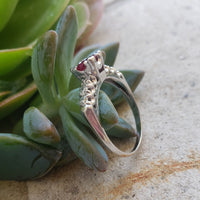 14k white gold Burma Ruby & Diamond estate ring