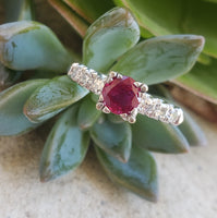 14k white gold Burma Ruby & Diamond estate ring