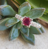 14k white gold Burma Ruby & Diamond estate ring