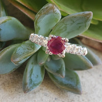 14k white gold Burma Ruby & Diamond estate ring