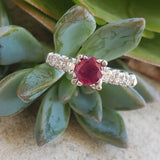 14k white gold Burma Ruby & Diamond estate ring
