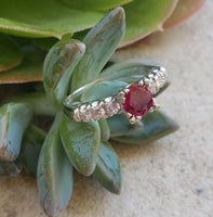 14k white gold Burma Ruby & Diamond estate ring