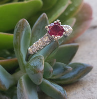 14k white gold Burma Ruby & Diamond estate ring