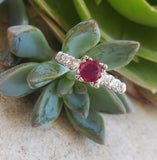 14k white gold Burma Ruby & Diamond estate ring