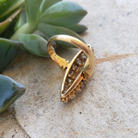 18k gold Victorian 21 old mine cut diamond navette glove shield ring