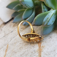 18k gold Victorian 21 old mine cut diamond navette glove shield ring