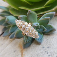 18k gold Victorian 21 old mine cut diamond navette glove shield ring