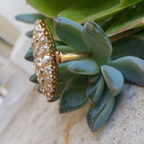 18k gold Victorian 21 old mine cut diamond navette glove shield ring