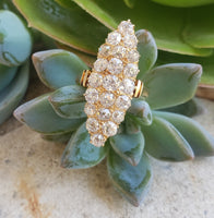 18k gold Victorian 21 old mine cut diamond navette glove shield ring
