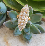 18k gold Victorian 21 old mine cut diamond navette glove shield ring