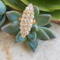 18k gold Victorian 21 old mine cut diamond navette glove shield ring